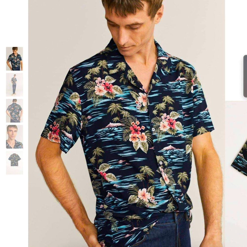 Mango Hawaiian flowy shirt
Size: M